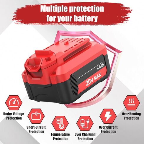 2 Pack 8000mAh CMCB206 Replacement for Craftsman 20 Volt Battery 8.0Ah | Compatible with Craftsman 20V Battery CMCB202 CMCB204 CMCB201 CMCB209 CMCB205 CMCS500 V20 Tool (Only for V20 Series)(Multi) in Saudi Arabia