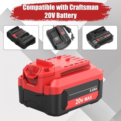 2 Pack 8000mAh CMCB206 Replacement for Craftsman 20 Volt Battery 8.0Ah | Compatible with Craftsman 20V Battery CMCB202 CMCB204 CMCB201 CMCB209 CMCB205 CMCS500 V20 Tool (Only for V20 Series)(Multi) in Saudi Arabia