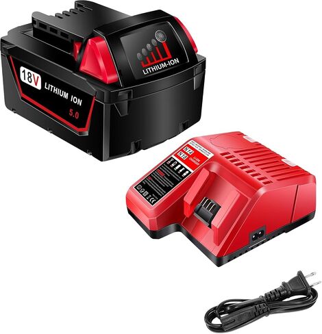 VOLT1799 18V Battery and Charger for Milwaukee M18 Battery with Milwaukee Battery Charger, Capacity Output 5.0Ah in Kuwait