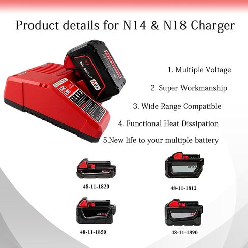 VOLT1799 18V Battery and Charger for Milwaukee M18 Battery with Milwaukee Battery Charger, Capacity Output 5.0Ah in Kuwait