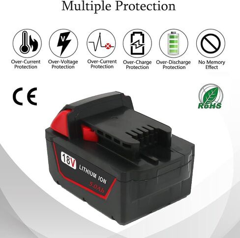 VOLT1799 18V Battery and Charger for Milwaukee M18 Battery with Milwaukee Battery Charger, Capacity Output 5.0Ah in Kuwait