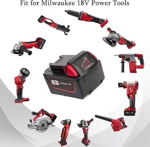 VOLT1799 18V Battery and Charger for Milwaukee M18 Battery with Milwaukee Battery Charger, Capacity Output 5.0Ah in Kuwait