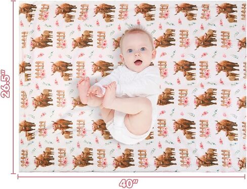 Highland Cow Lovey Baby Blanket for Boys Girls Soft Fleece Minky Blanket with Dotted Backing Double Layer Newborn Toddler Blankie for Nursery Stroller Crib Gift to Son Nephew Grandson 26.5 * 40 Inches in Kuwait