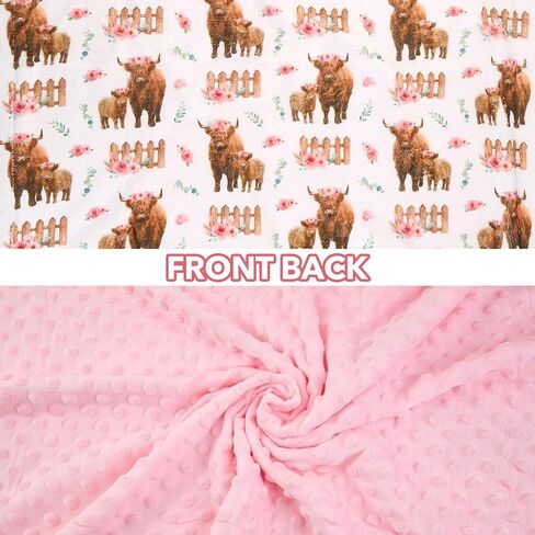 Highland Cow Lovey Baby Blanket for Boys Girls Soft Fleece Minky Blanket with Dotted Backing Double Layer Newborn Toddler Blankie for Nursery Stroller Crib Gift to Son Nephew Grandson 26.5 * 40 Inches in Kuwait