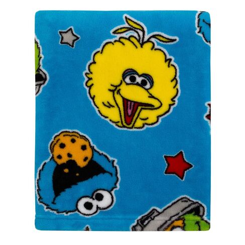 Sesame Street Come and Play Blue, Green, Red and Yellow, Elmo, Big Bird, Cookie Monster, and Oscar The Grouch Toddler Blanket in Kuwait