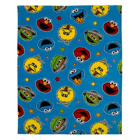 Sesame Street Come and Play Blue, Green, Red and Yellow, Elmo, Big Bird, Cookie Monster, and Oscar The Grouch Toddler Blanket in Kuwait