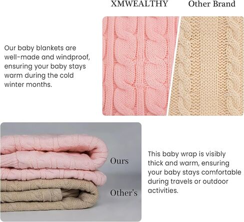 XMWEALTHY Unisex Infant Swaddle Blankets Soft Thick Fleece Knit Baby Girls Boys Stroller Wraps (Baby Grey1) in Kuwait