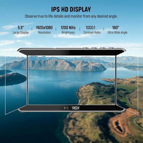VILTROX DC-550 Pro 5.5 inch Camera Field Monitor, 4K HDMI Touchscreen DSLR Camera Monitor with Battery Sunshade Hood, 1200 Nits 3D Lut 1920X1080 HD Focus Peaking Assist On Camera Video Monitor in Kuwait