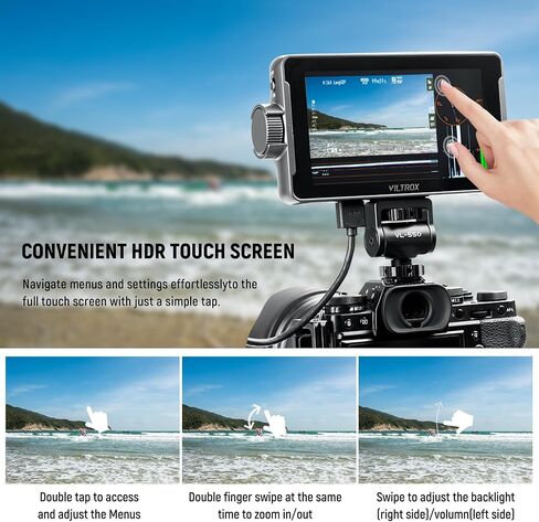 VILTROX DC-550 Pro 5.5 inch Camera Field Monitor, 4K HDMI Touchscreen DSLR Camera Monitor with Battery Sunshade Hood, 1200 Nits 3D Lut 1920X1080 HD Focus Peaking Assist On Camera Video Monitor in Kuwait