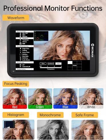 Touch Screen Camera Field Monitor, Moman M5Ⅱ 1000nits 5.5 inch Camera Field Monitor 1920X1080 Full HD with 3D LUT HDR Waveform Vector Scope for DSLR Mirrorless Camera, Field-Monitor-Touch-Screen-Hd in Kuwait