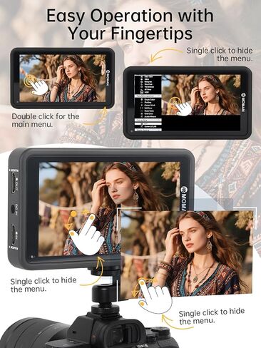 Touch Screen Camera Field Monitor, Moman M5Ⅱ 1000nits 5.5 inch Camera Field Monitor 1920X1080 Full HD with 3D LUT HDR Waveform Vector Scope for DSLR Mirrorless Camera, Field-Monitor-Touch-Screen-Hd in Kuwait