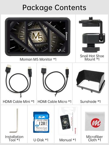 Touch Screen Camera Field Monitor, Moman M5Ⅱ 1000nits 5.5 inch Camera Field Monitor 1920X1080 Full HD with 3D LUT HDR Waveform Vector Scope for DSLR Mirrorless Camera, Field-Monitor-Touch-Screen-Hd in Kuwait