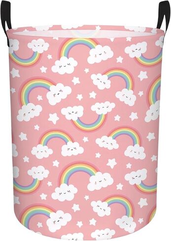 Rainbow Laundry Hamper – Stylish Nursery Hamper for Girls, Large Capacity & Collapsible Design, Perfect for Kids Room Decor, Toy Storage, and Baby Girl Gifts (A) in Kuwait