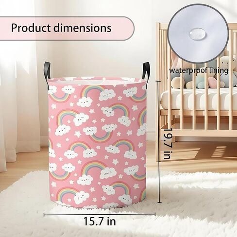 Rainbow Laundry Hamper – Stylish Nursery Hamper for Girls, Large Capacity & Collapsible Design, Perfect for Kids Room Decor, Toy Storage, and Baby Girl Gifts (A) in Kuwait