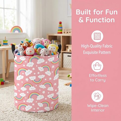 Rainbow Laundry Hamper – Stylish Nursery Hamper for Girls, Large Capacity & Collapsible Design, Perfect for Kids Room Decor, Toy Storage, and Baby Girl Gifts (A) in Kuwait