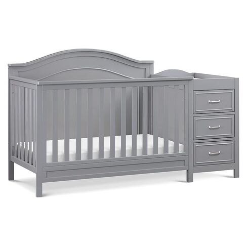 Davinci Charlie 4-in-1 Convertible Baby Crib w/Changing Table, Grey | Greenguard Certified Baby Crib Convertible to Toddler Bed, Daybed, Full-Size Bed - Changing Table Combo w/ Extra Storage in Kuwait