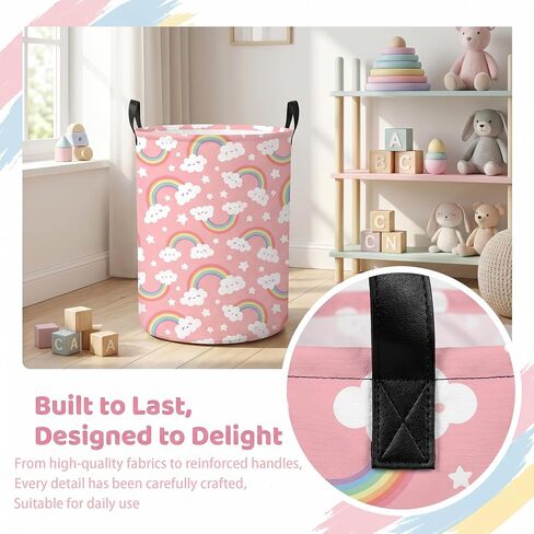 Rainbow Laundry Hamper – Stylish Nursery Hamper for Girls, Large Capacity & Collapsible Design, Perfect for Kids Room Decor, Toy Storage, and Baby Girl Gifts (A) in Kuwait