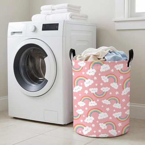 Rainbow Laundry Hamper – Stylish Nursery Hamper for Girls, Large Capacity & Collapsible Design, Perfect for Kids Room Decor, Toy Storage, and Baby Girl Gifts (A) in Kuwait