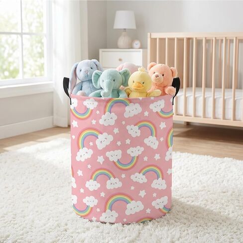 Rainbow Laundry Hamper – Stylish Nursery Hamper for Girls, Large Capacity & Collapsible Design, Perfect for Kids Room Decor, Toy Storage, and Baby Girl Gifts (A) in Kuwait