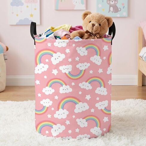 Rainbow Laundry Hamper – Stylish Nursery Hamper for Girls, Large Capacity & Collapsible Design, Perfect for Kids Room Decor, Toy Storage, and Baby Girl Gifts (A) in Kuwait