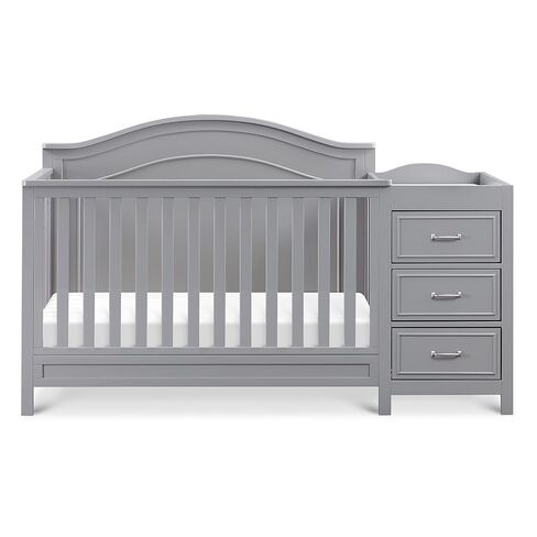 Davinci Charlie 4-in-1 Convertible Baby Crib w/Changing Table, Grey | Greenguard Certified Baby Crib Convertible to Toddler Bed, Daybed, Full-Size Bed - Changing Table Combo w/ Extra Storage in Kuwait