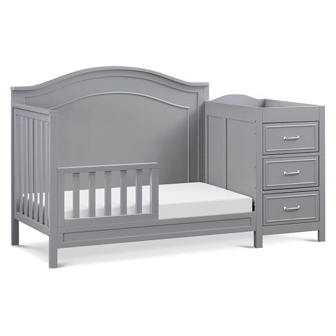 Davinci Charlie 4-in-1 Convertible Baby Crib w/Changing Table, Grey | Greenguard Certified Baby Crib Convertible to Toddler Bed, Daybed, Full-Size Bed - Changing Table Combo w/ Extra Storage in Kuwait