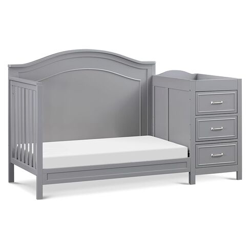Davinci Charlie 4-in-1 Convertible Baby Crib w/Changing Table, Grey | Greenguard Certified Baby Crib Convertible to Toddler Bed, Daybed, Full-Size Bed - Changing Table Combo w/ Extra Storage in Kuwait