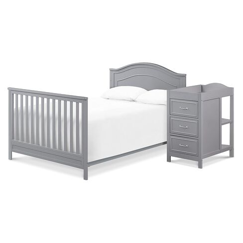 Davinci Charlie 4-in-1 Convertible Baby Crib w/Changing Table, Grey | Greenguard Certified Baby Crib Convertible to Toddler Bed, Daybed, Full-Size Bed - Changing Table Combo w/ Extra Storage in Kuwait