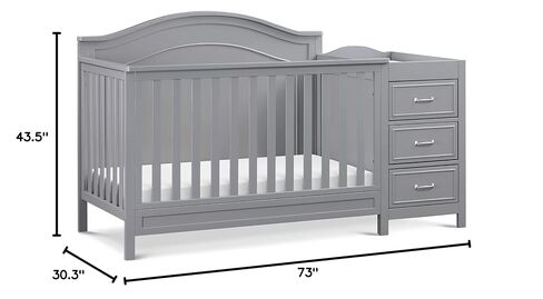 Davinci Charlie 4-in-1 Convertible Baby Crib w/Changing Table, Grey | Greenguard Certified Baby Crib Convertible to Toddler Bed, Daybed, Full-Size Bed - Changing Table Combo w/ Extra Storage in Kuwait