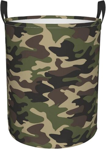 62L Round Laundry Hamper Camouflage Pattern Storage Basket Waterproof Coating Green Camo Organizer Bin For Nursery Clothes Toys in Kuwait