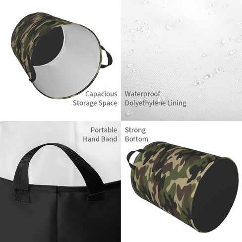 62L Round Laundry Hamper Camouflage Pattern Storage Basket Waterproof Coating Green Camo Organizer Bin For Nursery Clothes Toys in Kuwait