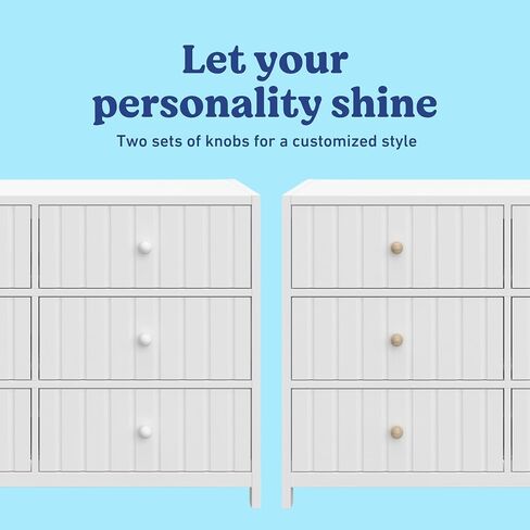 Graco Teddi 6 Drawer Double Dresser, White | GREENGUARD Gold Certified, Interlocking Drawer System, Includes Two Sets of Knobs for Personalization, Kids Bedroom Dresser in Kuwait
