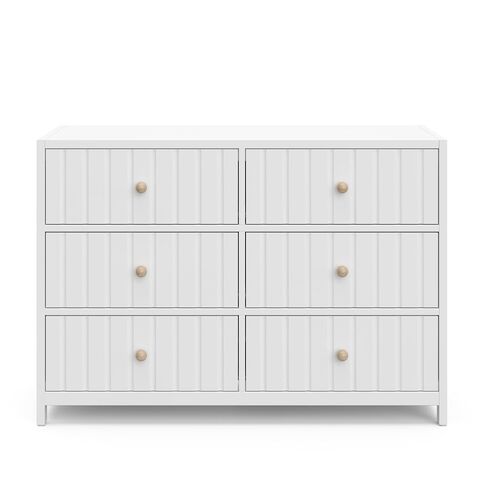 Graco Teddi 6 Drawer Double Dresser, White | GREENGUARD Gold Certified, Interlocking Drawer System, Includes Two Sets of Knobs for Personalization, Kids Bedroom Dresser in Kuwait