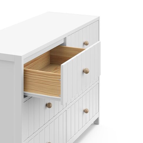 Graco Teddi 6 Drawer Double Dresser, White | GREENGUARD Gold Certified, Interlocking Drawer System, Includes Two Sets of Knobs for Personalization, Kids Bedroom Dresser in Kuwait