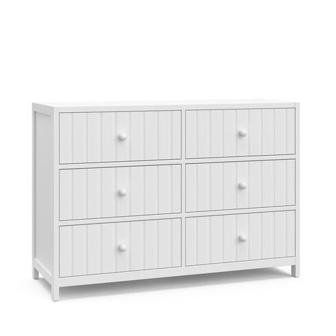 Graco Teddi 6 Drawer Double Dresser, White | GREENGUARD Gold Certified, Interlocking Drawer System, Includes Two Sets of Knobs for Personalization, Kids Bedroom Dresser in Kuwait
