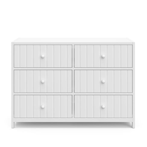 Graco Teddi 6 Drawer Double Dresser, White | GREENGUARD Gold Certified, Interlocking Drawer System, Includes Two Sets of Knobs for Personalization, Kids Bedroom Dresser in Kuwait