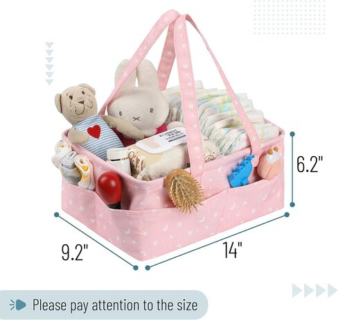 Mr. Pen- Baby Diaper Caddy Organizer, Pink with Star Pattern | Portable Car Caddy for Changing Table and Nursery in Kuwait