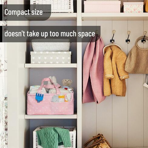 Mr. Pen- Baby Diaper Caddy Organizer, Pink with Star Pattern | Portable Car Caddy for Changing Table and Nursery in Kuwait