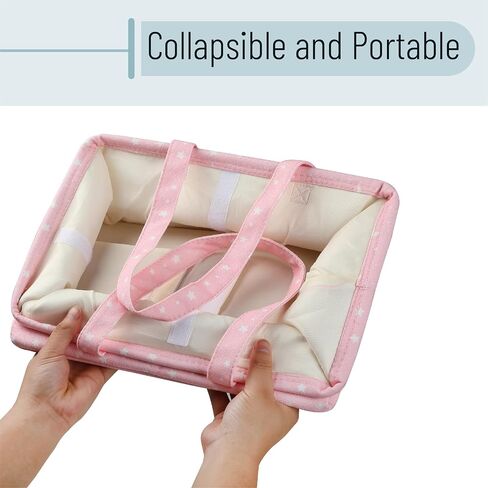 Mr. Pen- Baby Diaper Caddy Organizer, Pink with Star Pattern | Portable Car Caddy for Changing Table and Nursery in Kuwait