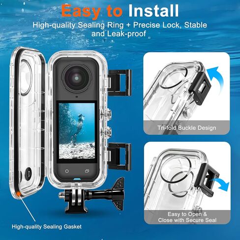 FitStill Invisible Dive Case Only for Insta 360 X5,40M/131FT Diving Depth, HD Optical Glass Lens, Dive Housing for Underwater Photography, Full Protection, X5 Accessories in Kuwait