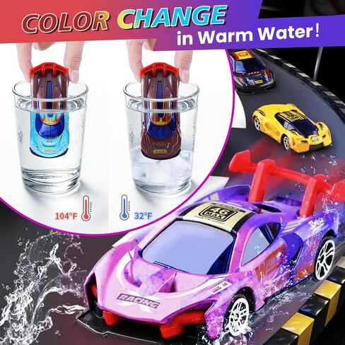 Color Change Race Car Series - 6pcs Mini Color Change Sports Car Toy,Vehicle Bath Toy Set,Bathtub Water Table Toy,for Easter Fillers,Goodie Bags Fillers,Themed Party,Carnival Prize for Kids 3+ in Kuwait