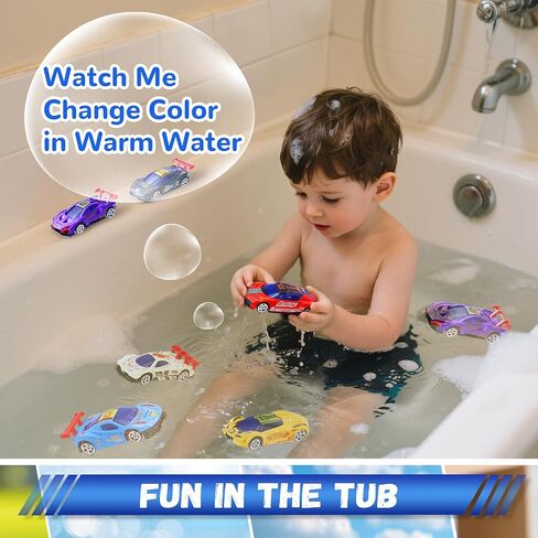 Color Change Race Car Series - 6pcs Mini Color Change Sports Car Toy,Vehicle Bath Toy Set,Bathtub Water Table Toy,for Easter Fillers,Goodie Bags Fillers,Themed Party,Carnival Prize for Kids 3+ in Kuwait