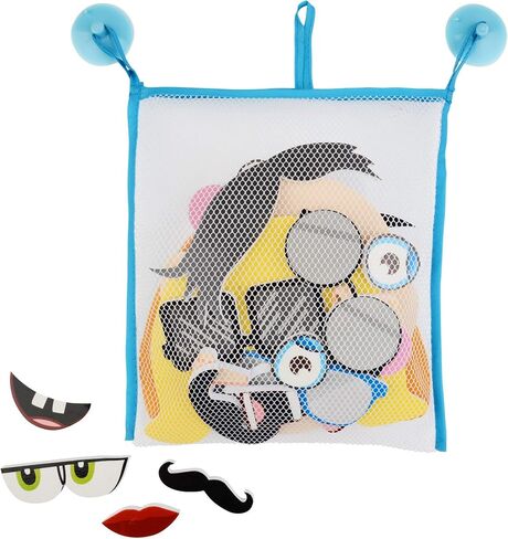 Buddy & Barney: Silly Faces Bath Time Stickers - 36 Reusable Foam Stickers & Mesh Storage Bag, Mix & Match, Fun Tub & Water Toy, Toddlers & Kids Age 3+ in Kuwait