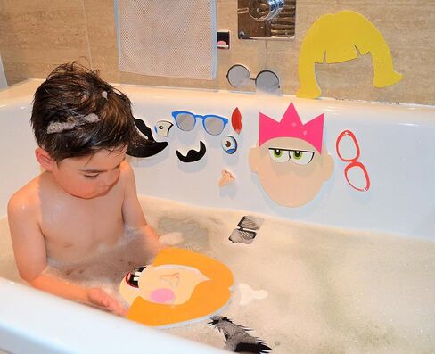 Buddy & Barney: Silly Faces Bath Time Stickers - 36 Reusable Foam Stickers & Mesh Storage Bag, Mix & Match, Fun Tub & Water Toy, Toddlers & Kids Age 3+ in Kuwait