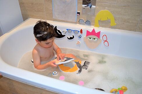 Buddy & Barney: Silly Faces Bath Time Stickers - 36 Reusable Foam Stickers & Mesh Storage Bag, Mix & Match, Fun Tub & Water Toy, Toddlers & Kids Age 3+ in Kuwait