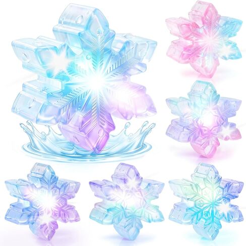 6 Pcs Frozen Snowflake Light Up Bath Toys, Mold Free Floating Water Toys | Color changing floating bath toys for baby and toddler water play, shower games, pool time, and bathroom gifts in Kuwait