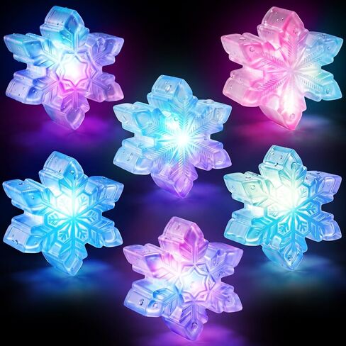 6 Pcs Frozen Snowflake Light Up Bath Toys, Mold Free Floating Water Toys | Color changing floating bath toys for baby and toddler water play, shower games, pool time, and bathroom gifts in Kuwait