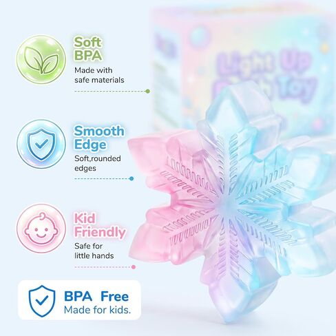 6 Pcs Frozen Snowflake Light Up Bath Toys, Mold Free Floating Water Toys | Color changing floating bath toys for baby and toddler water play, shower games, pool time, and bathroom gifts in Kuwait