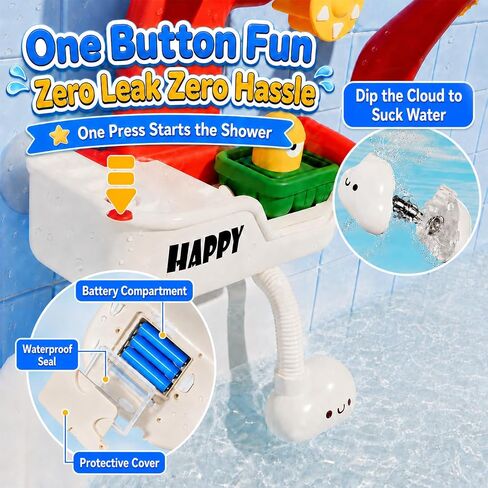 Baby Bath Toys for Kids, Bathtub Toy for Toddler, Baby Bath Shower Head, Rocket Whistle, Cute Car and Little Yacht 4-in-1 Multifunctional Interactive Water Play Kit for Kid Todders. in Kuwait
