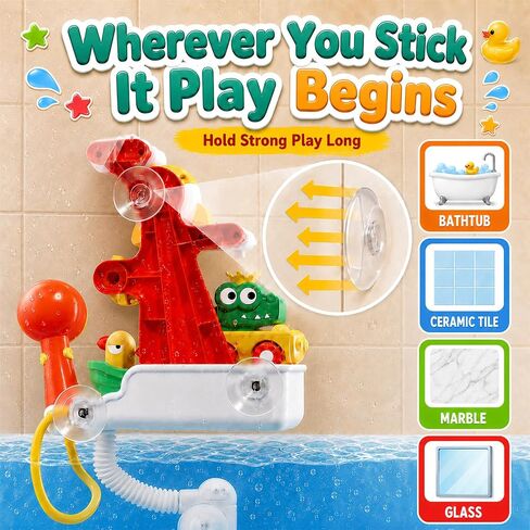 Baby Bath Toys for Kids, Bathtub Toy for Toddler, Baby Bath Shower Head, Rocket Whistle, Cute Car and Little Yacht 4-in-1 Multifunctional Interactive Water Play Kit for Kid Todders. in Kuwait